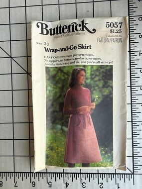 Vintage Butterick 5057 Wrap Skirt Pattern Size 28 Uncut Complete Easy 1970s